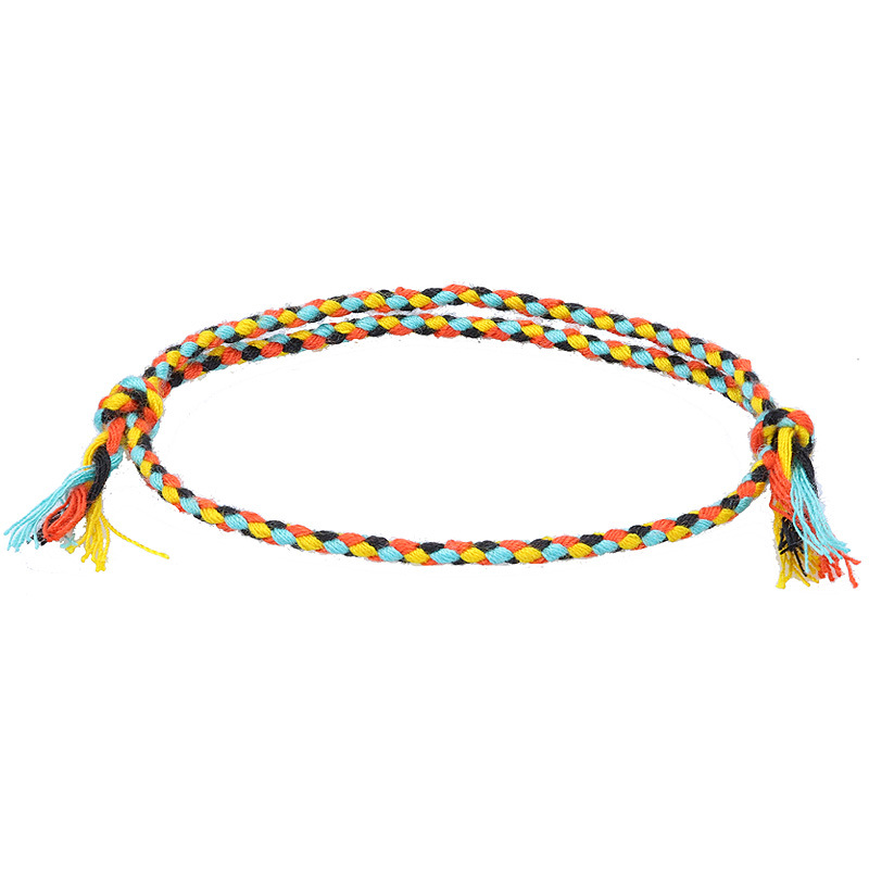 Cross Border New Simple And Safe Buckle Four Strand Colorful Hand Rope Cultural Play Line Bracelet Handwoven Red Rope Bracelet