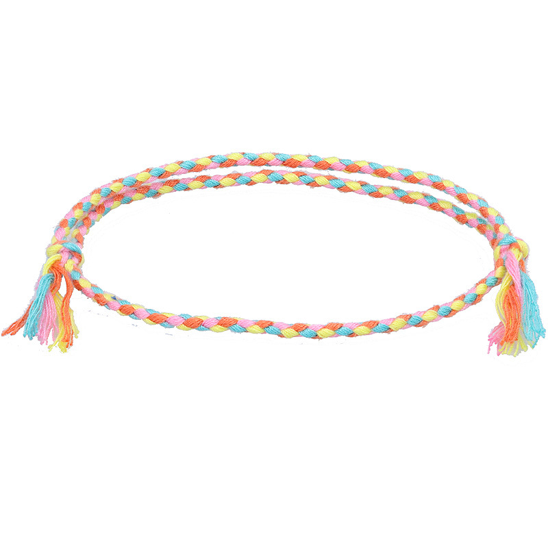 Cross Border New Simple And Safe Buckle Four Strand Colorful Hand Rope Cultural Play Line Bracelet Handwoven Red Rope Bracelet