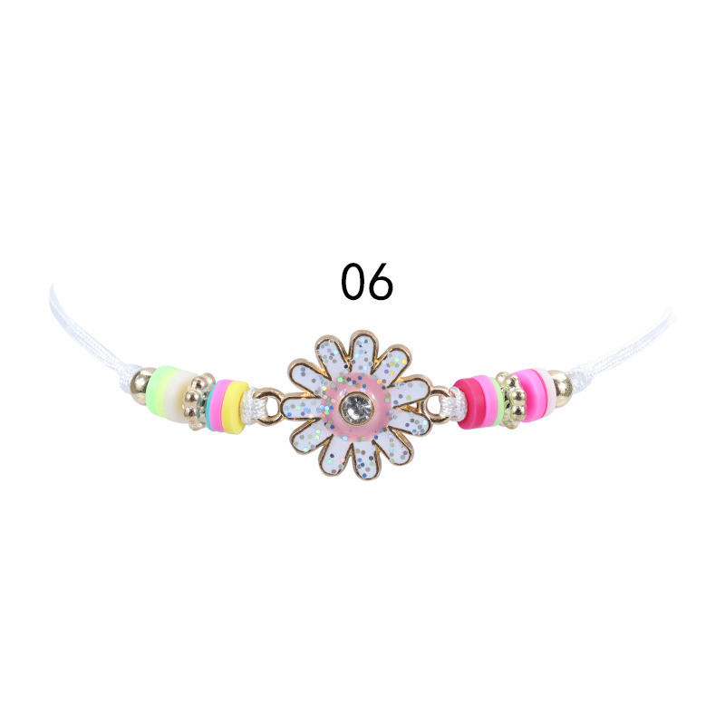 New European And American Gold Pink Butterfly Rainbow Children's Bracelet Colorful Soft Ceramic Weaving Friendship Bracelet Necklace Set In Stock