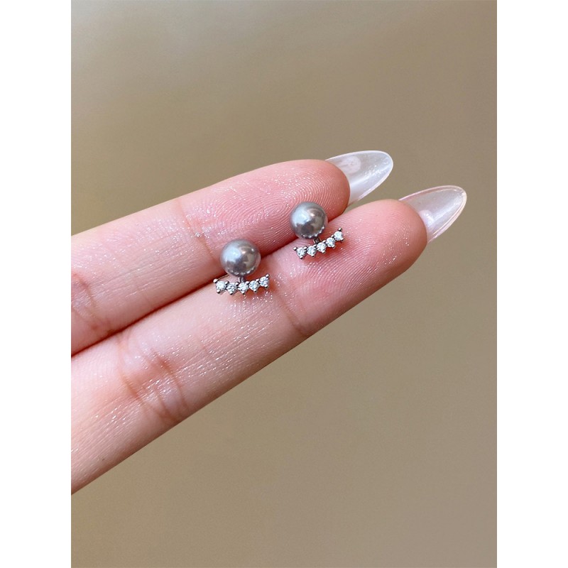 Korean Small Pearl Earrings Women's Vintage French...