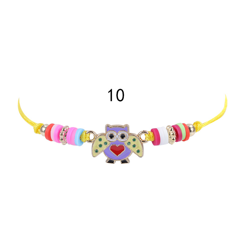 New European And American Gold Pink Butterfly Rainbow Children's Bracelet Colorful Soft Ceramic Weaving Friendship Bracelet Necklace Set In Stock