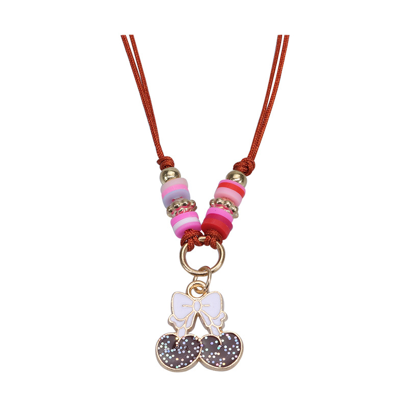 New European And American Gold Pink Butterfly Rainbow Children's Bracelet Colorful Soft Ceramic Weaving Friendship Bracelet Necklace Set In Stock