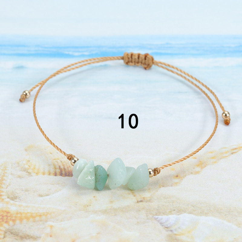 Cross Border Hot Selling Crushed Stone Bracelet, Summer Irregular Original Paraffin Thread Woven Bracelet, Long-Term Stock