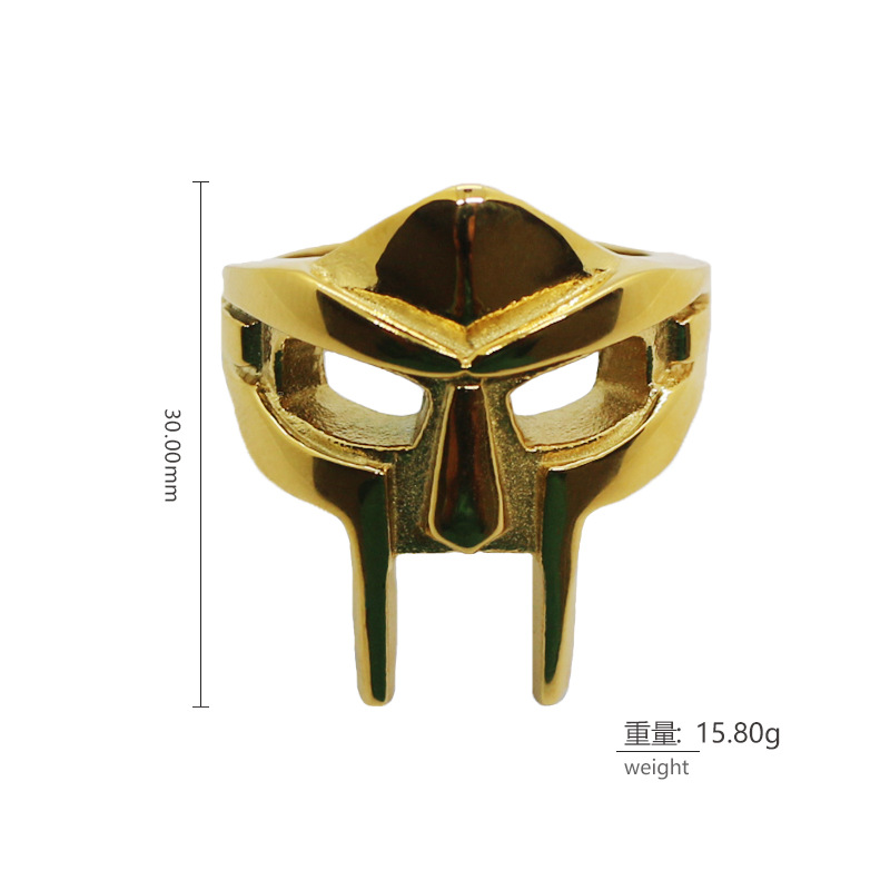 Pharaoh Mask Male And Female Ring Superman Iron Man Cross Border Stainless Titanium Steel Couple Hand Jewelry In Europe And America