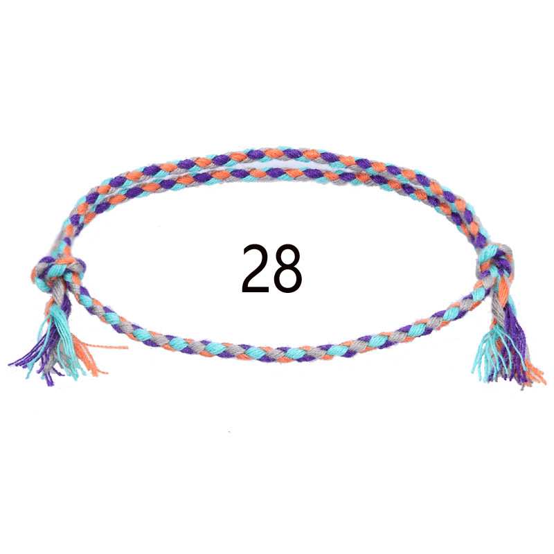 Cross Border New Simple And Safe Buckle Four Strand Colorful Hand Rope Cultural Play Line Bracelet Handwoven Red Rope Bracelet