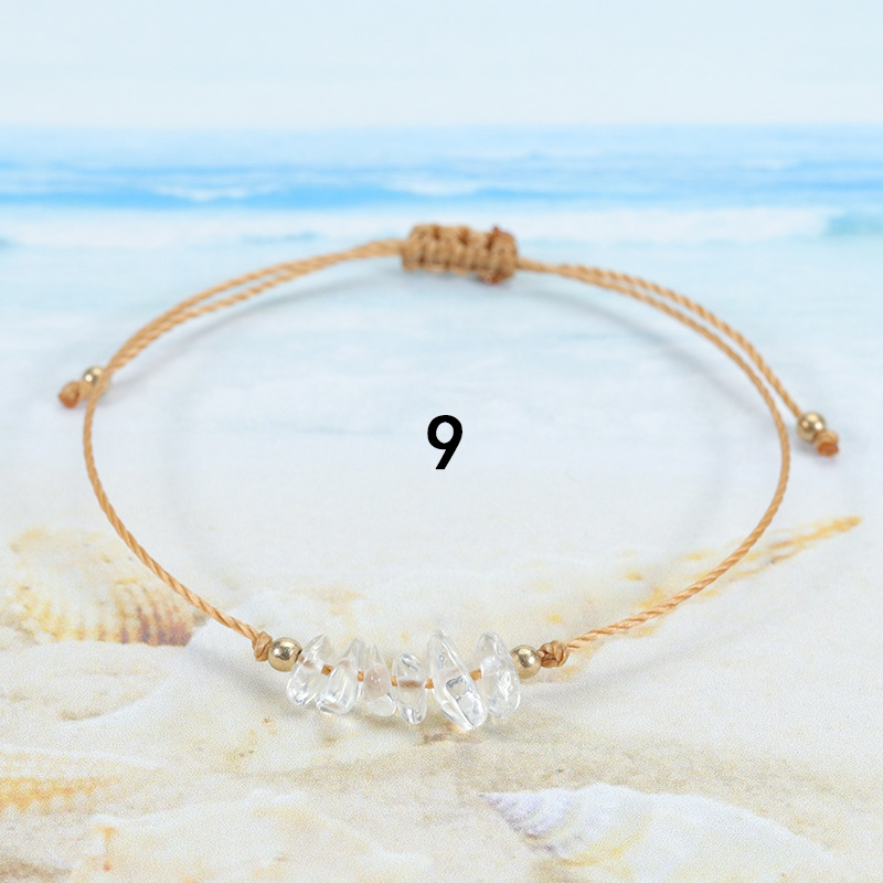 Cross Border Hot Selling Crushed Stone Bracelet, Summer Irregular Original Paraffin Thread Woven Bracelet, Long-Term Stock