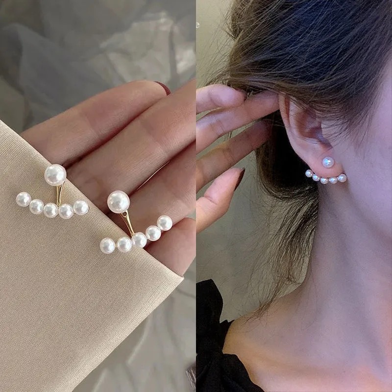 New S925 Silver Needle Earrings Fashion Pearl Popular Earrings Fairy Little Fresh And Simple Temperament Jewelry Wholesale Girl