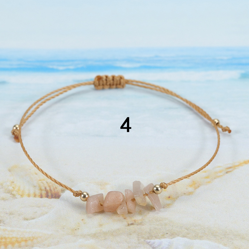 Cross Border Hot Selling Crushed Stone Bracelet, Summer Irregular Original Paraffin Thread Woven Bracelet, Long-Term Stock