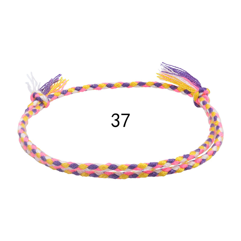 Cross Border New Simple And Safe Buckle Four Strand Colorful Hand Rope Cultural Play Line Bracelet Handwoven Red Rope Bracelet