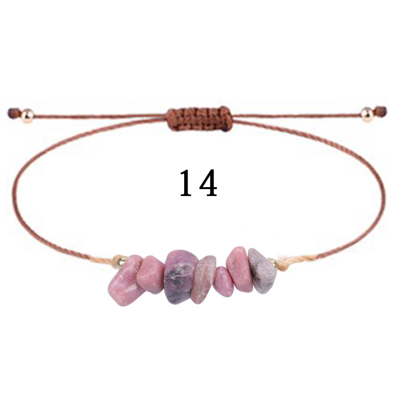 Cross Border Hot Selling Crushed Stone Bracelet, Summer Irregular Original Paraffin Thread Woven Bracelet, Long-Term Stock