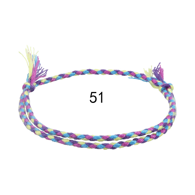 Cross Border New Simple And Safe Buckle Four Strand Colorful Hand Rope Cultural Play Line Bracelet Handwoven Red Rope Bracelet