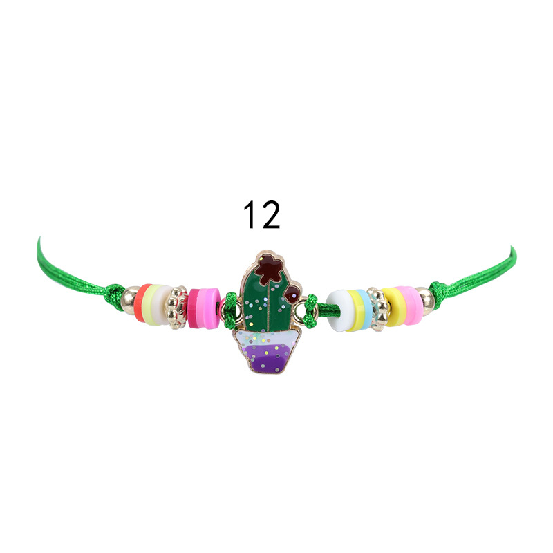 New European And American Gold Pink Butterfly Rainbow Children's Bracelet Colorful Soft Ceramic Weaving Friendship Bracelet Necklace Set In Stock