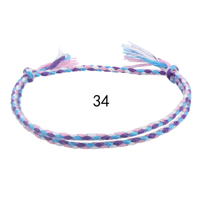 Cross Border New Simple And Safe Buckle Four Strand Colorful Hand Rope Cultural Play Line Bracelet Handwoven Red Rope Bracelet