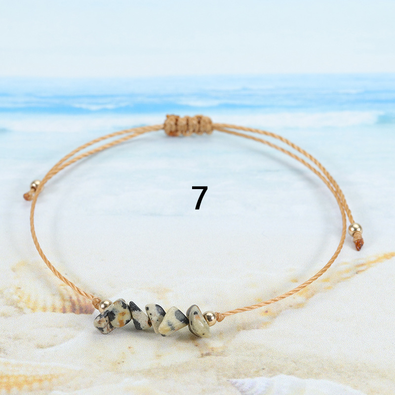 Cross Border Hot Selling Crushed Stone Bracelet, Summer Irregular Original Paraffin Thread Woven Bracelet, Long-Term Stock