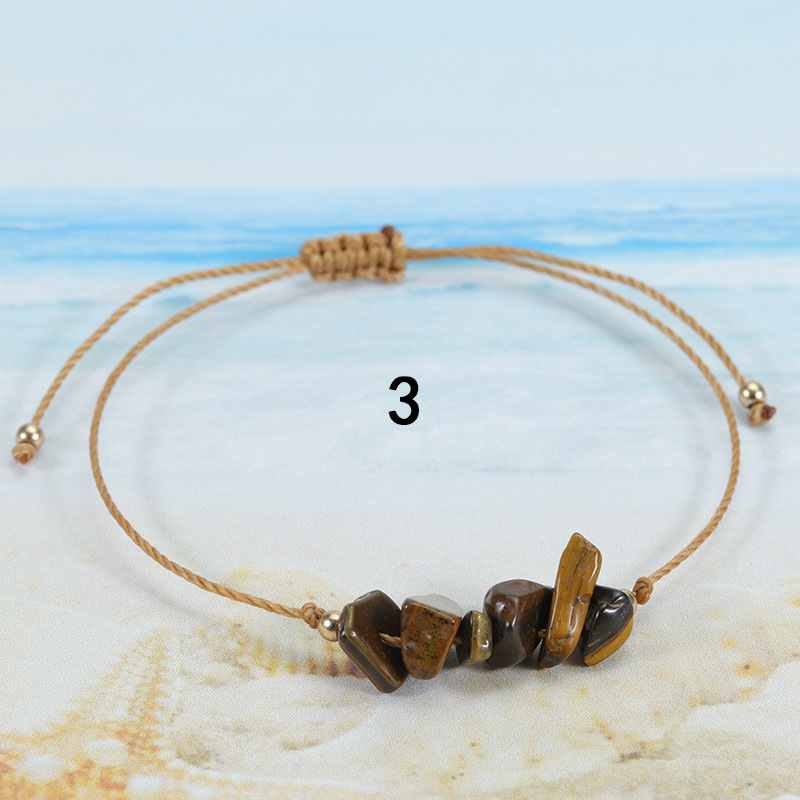 Cross Border Hot Selling Crushed Stone Bracelet, Summer Irregular Original Paraffin Thread Woven Bracelet, Long-Term Stock