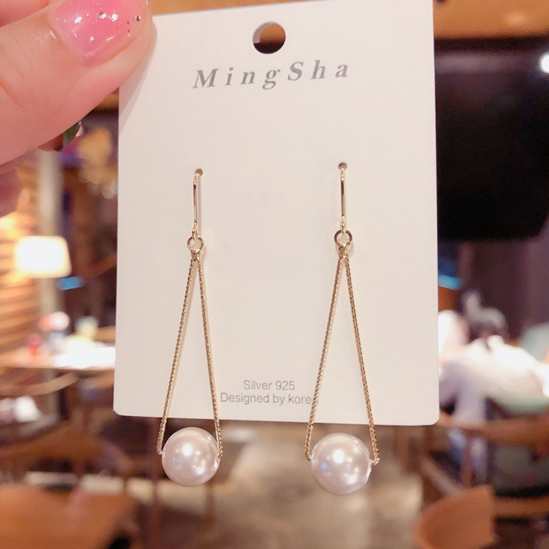 New S925 Silver Needle Earrings Fashion Pearl Popular Earrings Fairy Little Fresh And Simple Temperament Jewelry Wholesale Girl