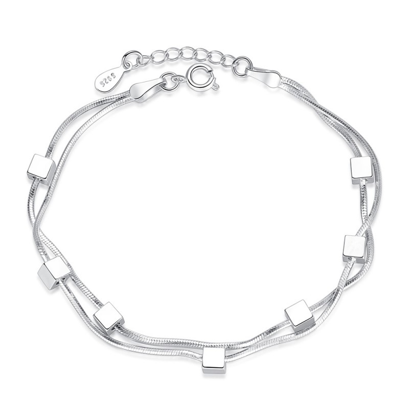 Fashionable Love Window Magic Square Silver Bracel...