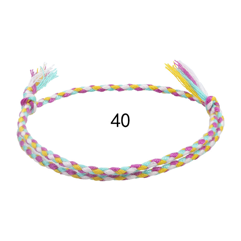 Cross Border New Simple And Safe Buckle Four Strand Colorful Hand Rope Cultural Play Line Bracelet Handwoven Red Rope Bracelet