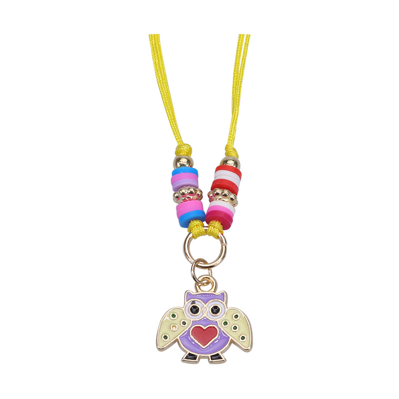 New European And American Gold Pink Butterfly Rainbow Children's Bracelet Colorful Soft Ceramic Weaving Friendship Bracelet Necklace Set In Stock