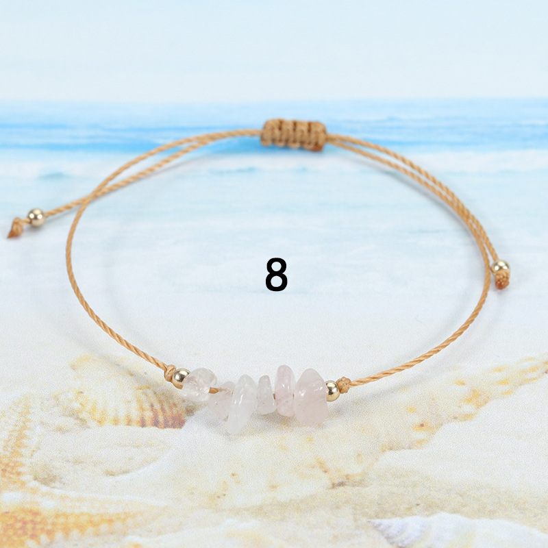 Cross Border Hot Selling Crushed Stone Bracelet, Summer Irregular Original Paraffin Thread Woven Bracelet, Long-Term Stock